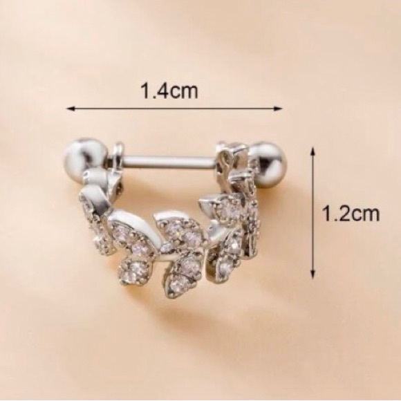 1 Pcs 18g Cubic Zircon Leaf Design Upper Ear Cuff NWT - Picture 3 of 15